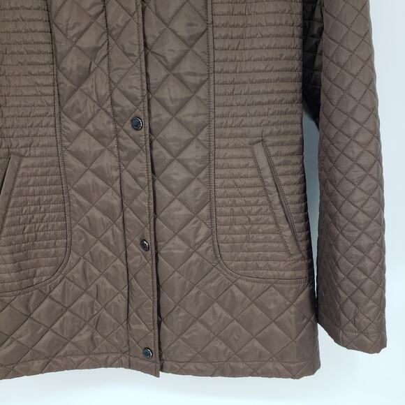 Calvin Klein Hooded Diamond Quilted Lightweight Jacket M Women's Taupe Brown - Picture 4 of 11